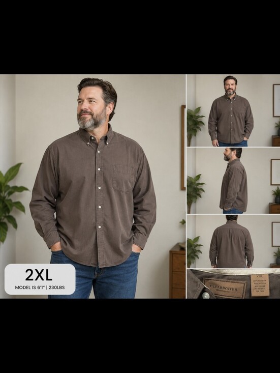 Clearwater Other - CLEARWATER OUTFITTERS Men 2XL Brown Button Down Long Sleeve Cotton Casual Shirt